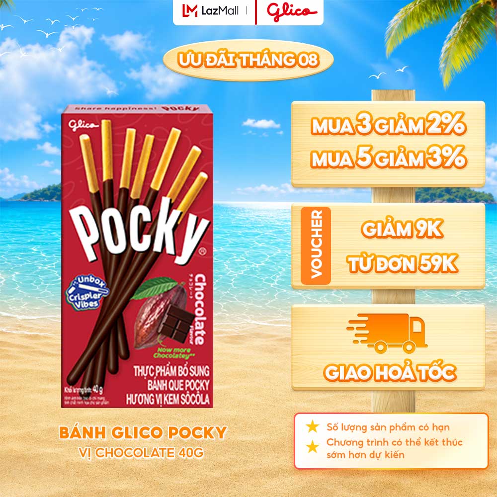 Hộp Lẻ - Bánh Que Phủ Kem Socola Glico Pocky Chocolate Flavour 40G