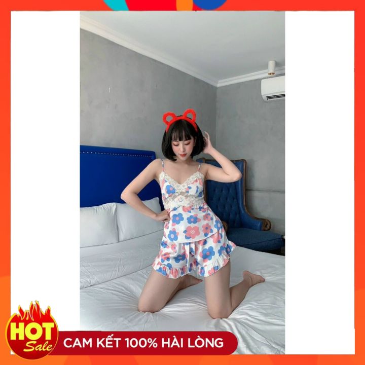 Bộ ngủ 2 dây sexy vài 100% coton mềm mại hàng Quảng Châu