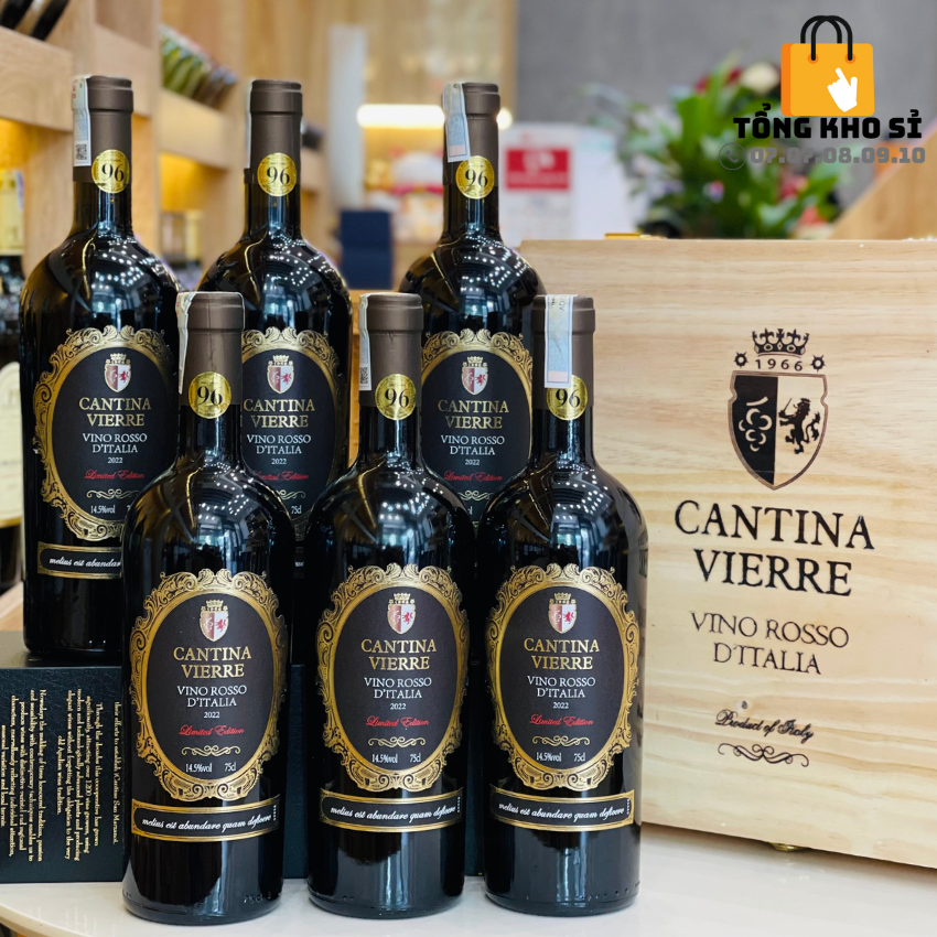 Rượu Vang Nhập Khẩu, Vang Đỏ, Rượu Vang Ý Cantina Vierre Vino Rosso D’italia 2022 750ml 14.5%