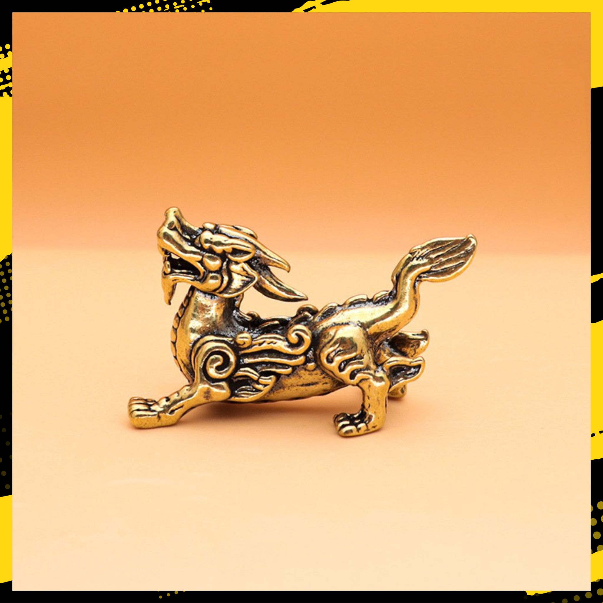 Tượng Nhỏ Bằng Đồng Hình Kỳ Lân Đực Móc Khóa (Kích Thước: 3.9 x 3.0cm)