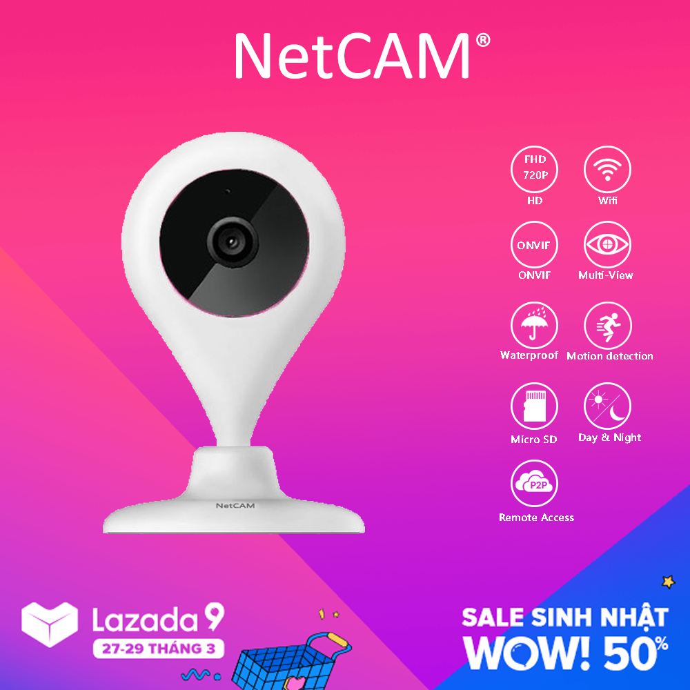 Camera IP Wifi NetCAM NP180 720P Quan Sát Toàn Cảnh 180º - Hãng Phân Phối Chính Thức