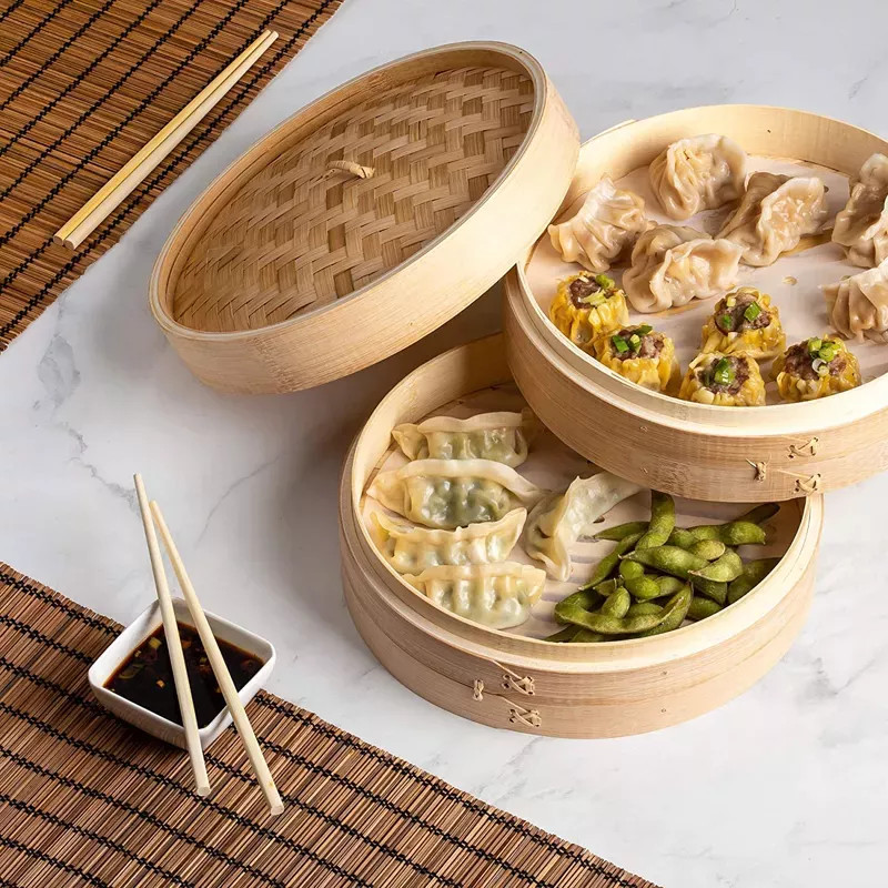 Xửng hấp tre GreenHome Dụng cụ hấp đồ ăn - xửng hấp xôi đa dạng kích thước - bamboo steamer