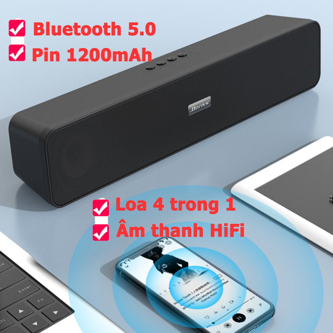 Loa Bluetooth 5.0 Bonks N2 - Âm thanh HiFi Siêu Trầm, Siêu Bass (4 loa trong 1)