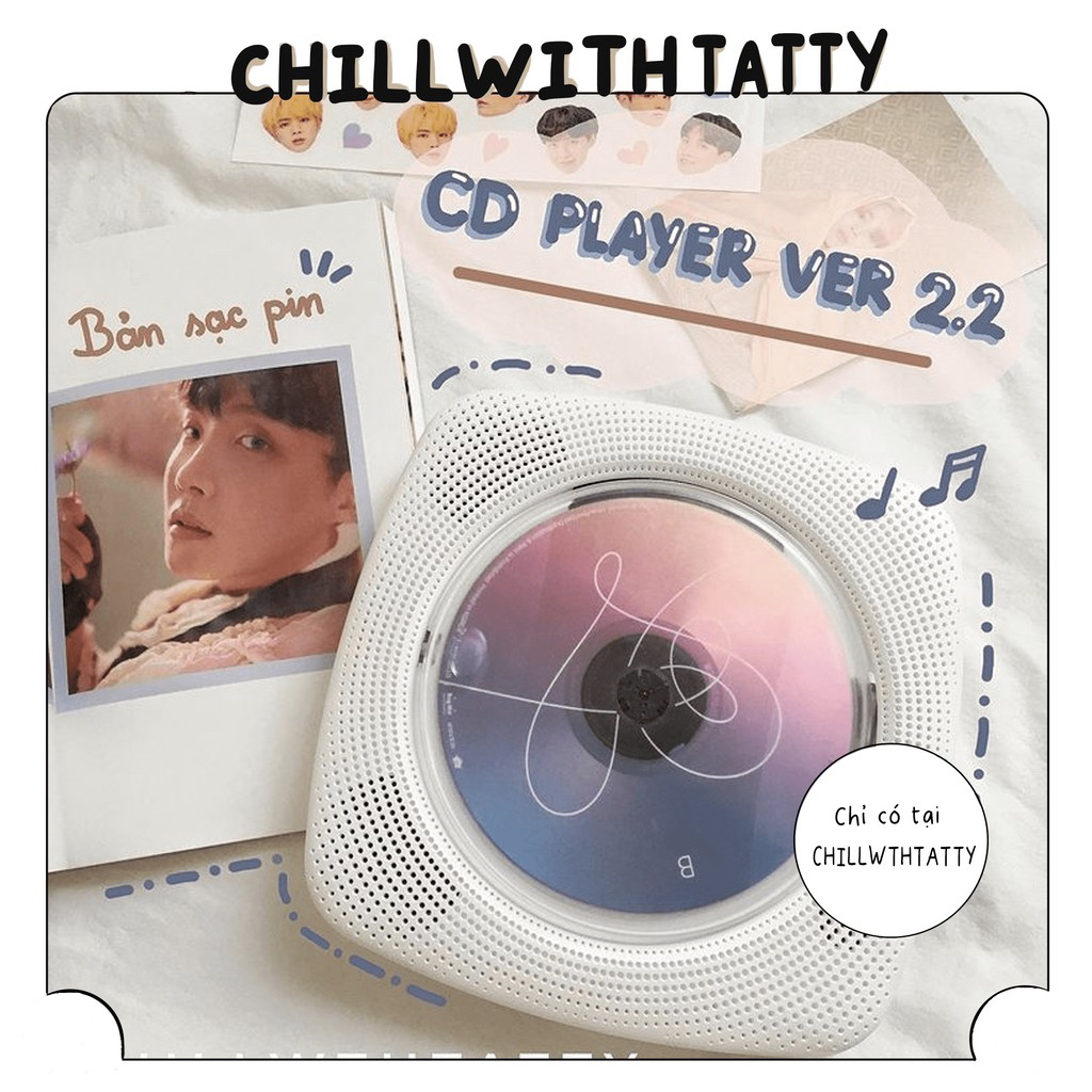Máy nghe nhạc CD Player chính hãng Kecag version 2.2 bản sạc pin mới nhất, Loa bluetooth, CD Player, Máy nghe nhạc treo tường - máy đọc đĩa CD, DVD, nghe nhạc Bluetooth, USB, FM - Chillwthtatty
