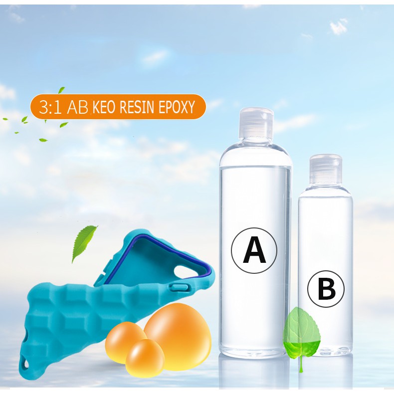 [HCM]Keo Resin Epoxy AB Cứng Trong Suốt Ít Bọt Chuyên Dụng Làm Trang Sức Đổ Mặt Bàn Keo Epoxy Cứng Trong Suốt(1Kg) HANO