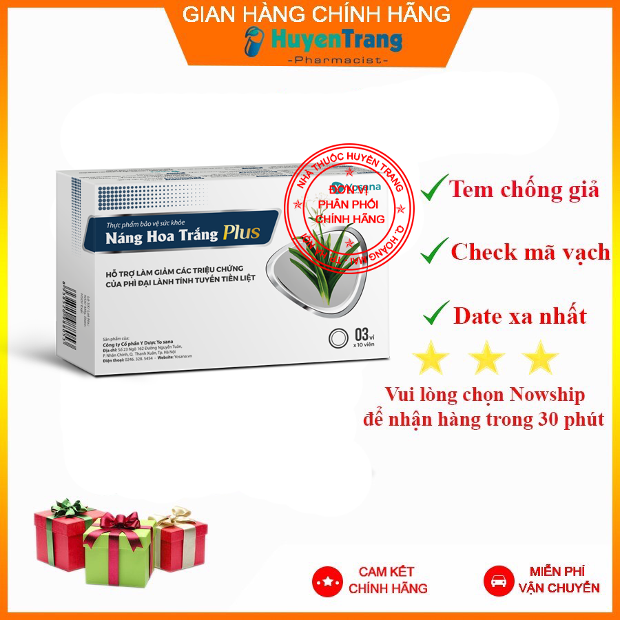 Náng Hoa Trắng Plus - Giảm tiểu đêm, tiểu khó, U xơ trong phì đại Tiền liệt tuyến