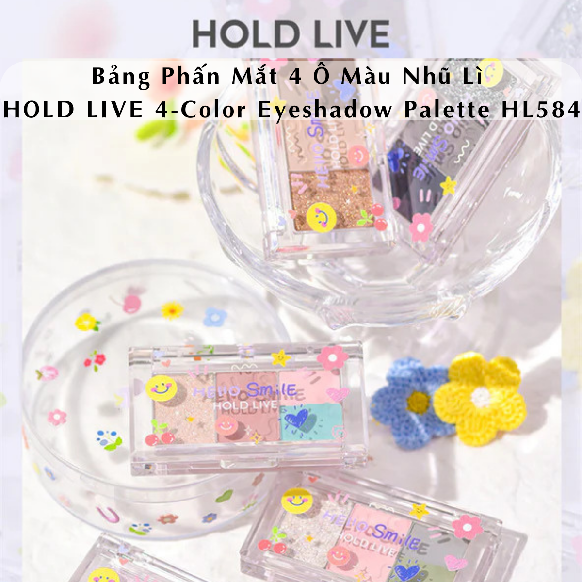 Bảng phấn mắt 4 ô nhũ lì hold live 4-color eyeshadow palette hl584