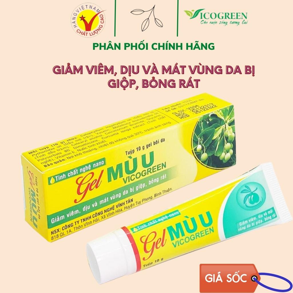Gel mù u, bôi phỏng, làm mát và chống giộp da, tuyp 10g vicogreen