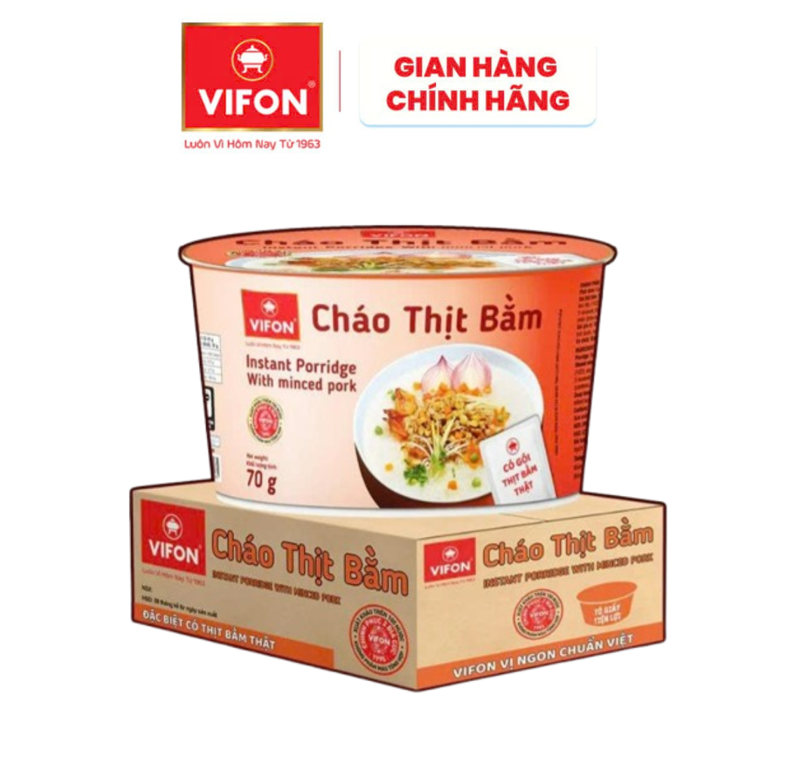 Cháo Thịt Bằm VIFON Có Thịt Thật 70g/ Tô