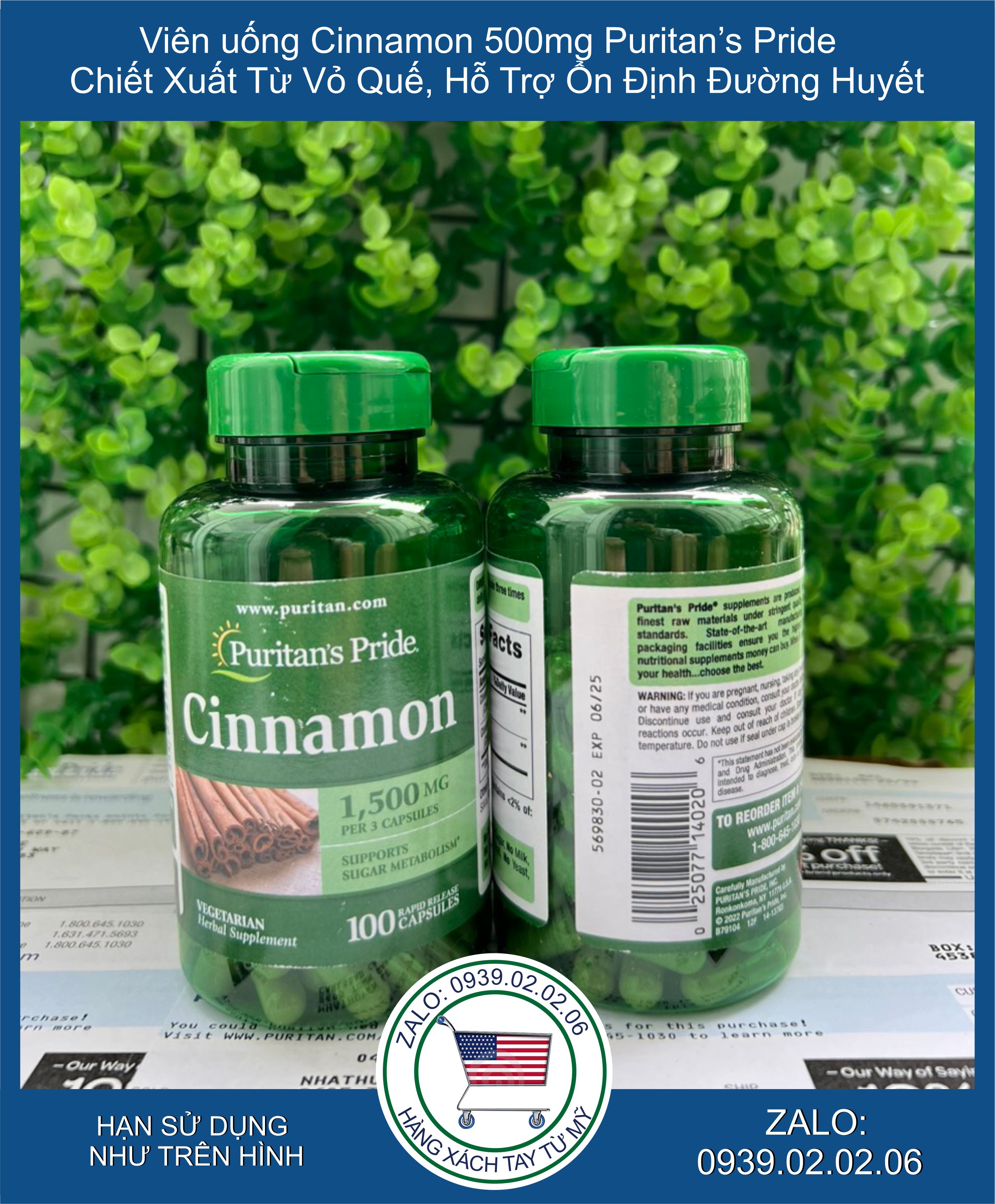 Cinnamon 500mg – chiết xuất từ vỏ quế, hỗ trợ ổn định đường huyết