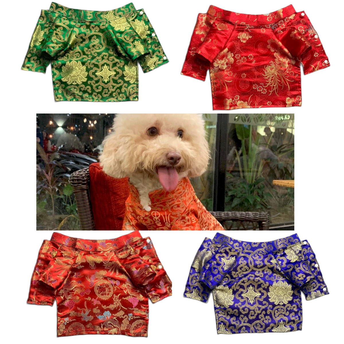 Áo gấm Tết cho chó mèo