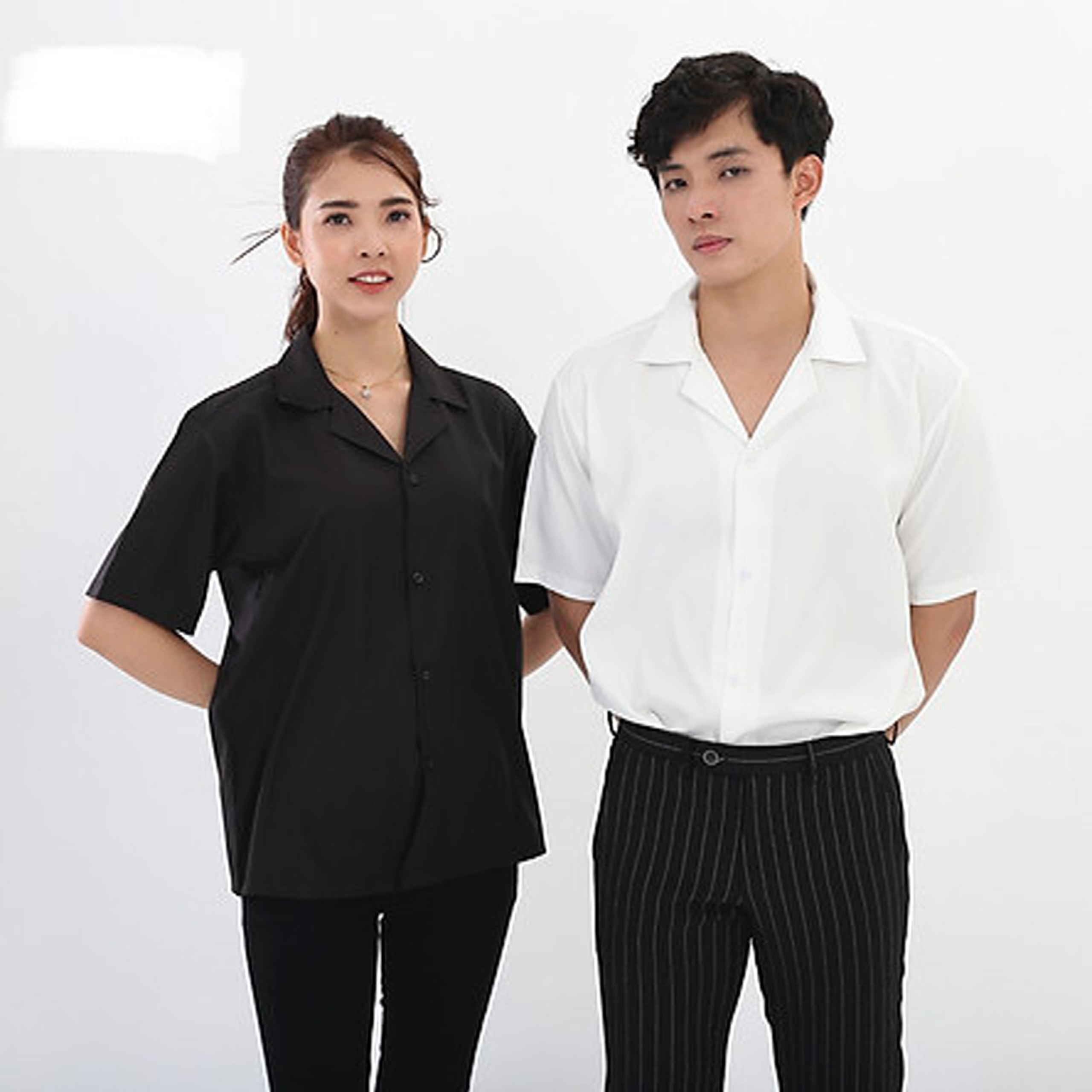 Áo sơ mi ngắn tay nam nữ form rộng thời trang cao cấp áo cặp hot trend