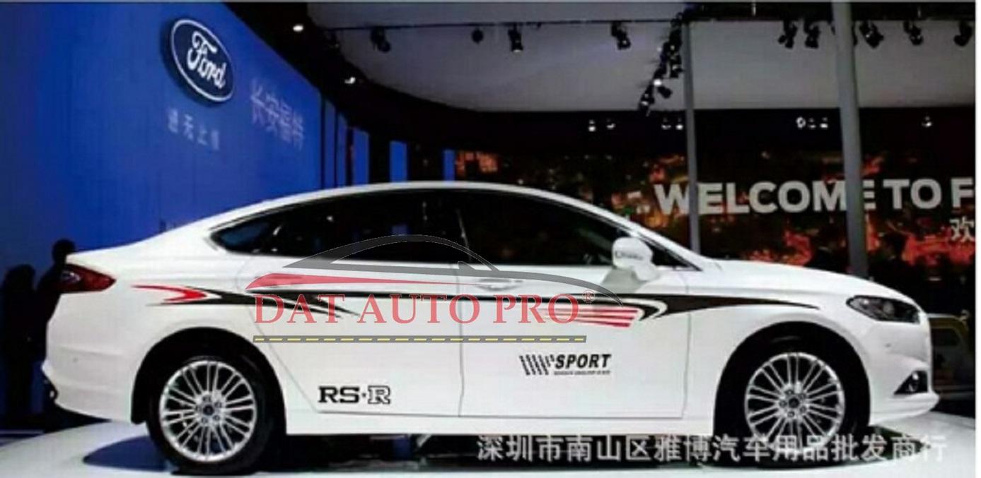 Bộ tem dán thân xe oto rsr sport màu đen-đỏ....