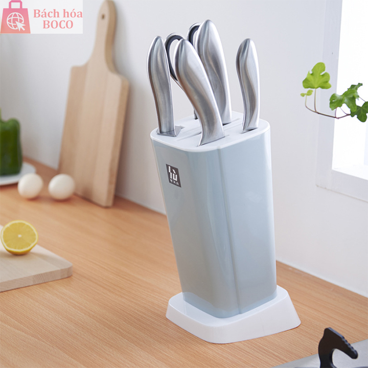 Giá cắm dao kéo 7 ngăn có lỗ thoát nước nhập khẩu cao cấp (kích thước 13x14.5x27cm màu ngẫu nhiên), khay cắm dao kéo, kệ để dao kéo