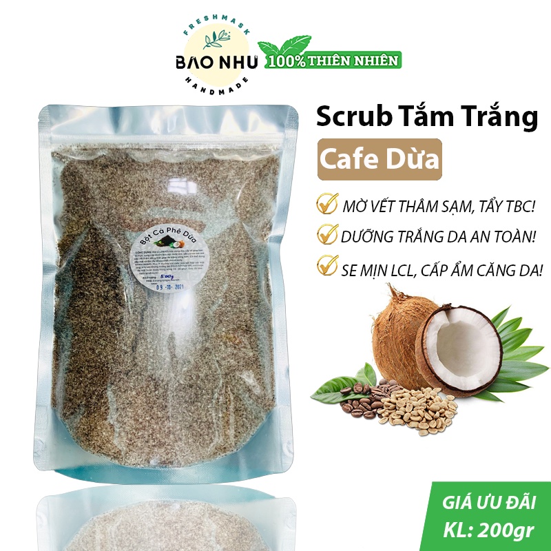 Bột cafe dừa handmade - trắng sáng & mềm mịn da