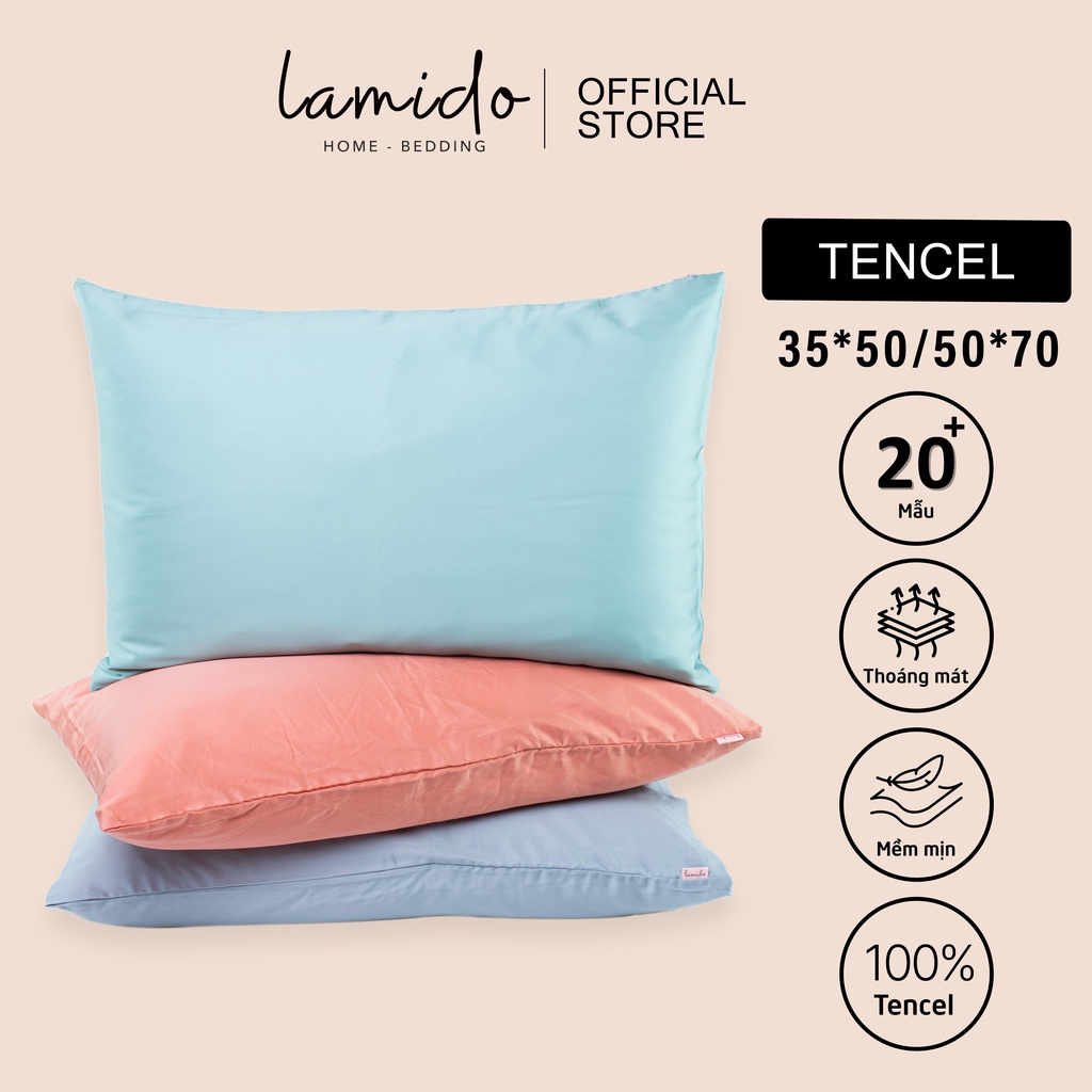 Vỏ gối nằm lụa tencel 60s lamido trơn nhiều màu kích thước 50*70cm