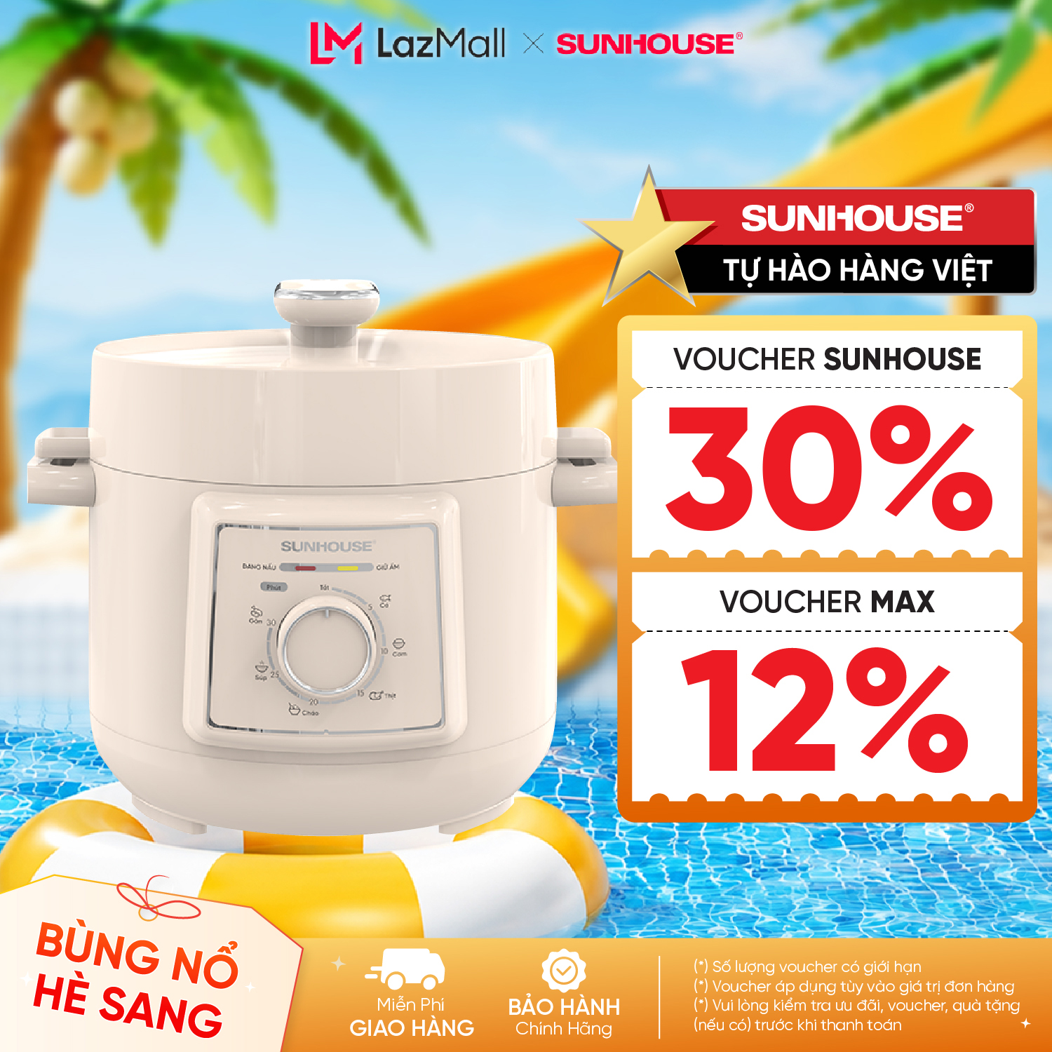 Nồi áp suất điện đa năng 2.5L Sunhouse SHD1520 - Lòng nồi dày 1.8mm - Đa chức năng nấu - Xả áp bằng nút ấn