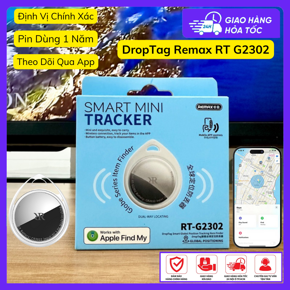 Định vị gps droptag remax rt g2302, định vị toàn cầu siêu nhỏ cho xe máy,ô tô, thú cưng, con nhỏ