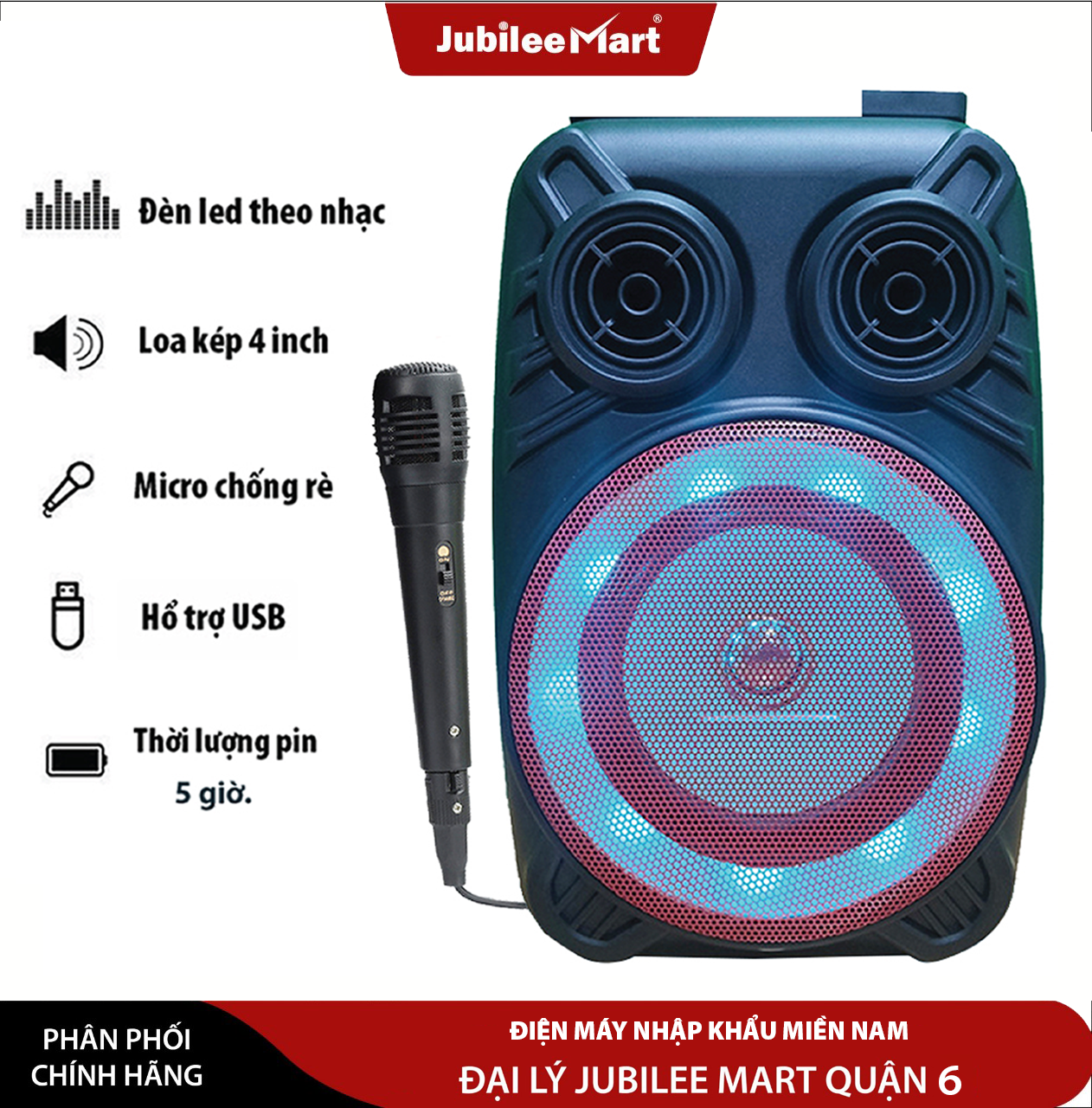 Loa bluetooth di động 1206 âm thanh cực chuẩn tặng kèm micro hát karaoke cực hay - loa xách tay kèm micro - loa kẹo kéo karaoke mini, hổ trợ đèn led theo - bảo hành 1 đổi 1