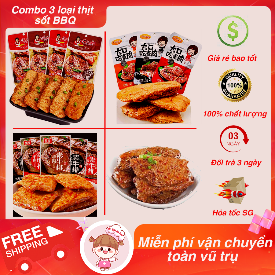 Combo 3 loại thịt sốt bbq - ăn vặt bà beo - ăn vặt nội địa trung