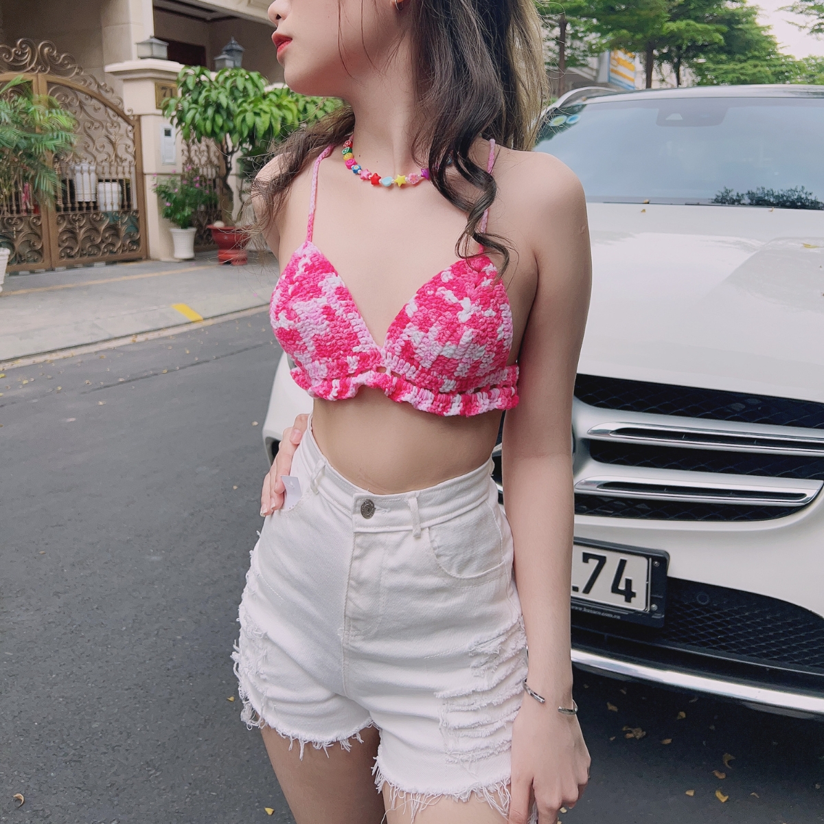 Áo croptop len móc pinkstore29 dáng bra kiểu loang, phong cách cực cháy a5560