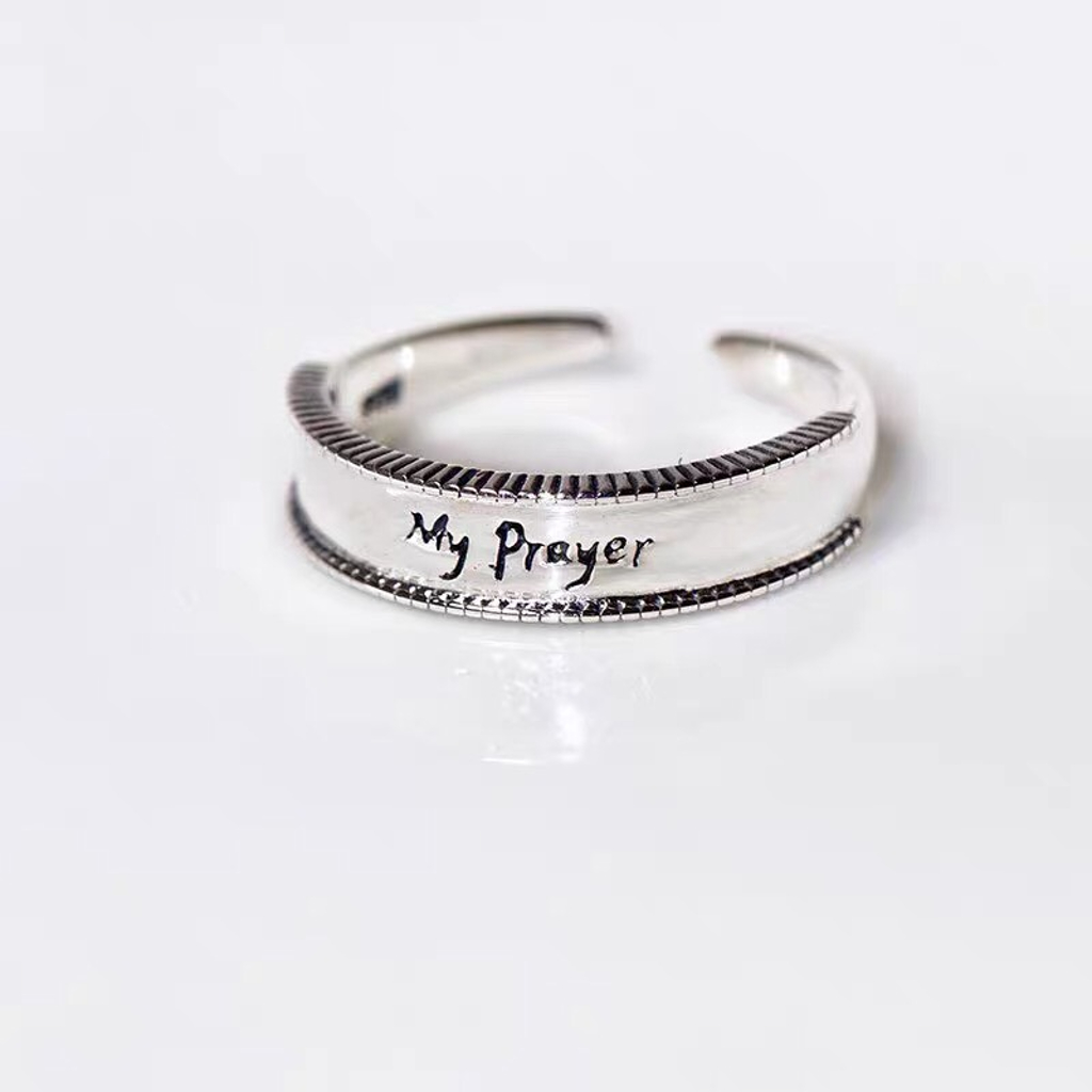 Nhẫn nữ thời trang, Nhẫn bạc 925 cao cấp My Prayer khắc chữ xu hướng 2021, Cá tính, Độc đáo, Unisex