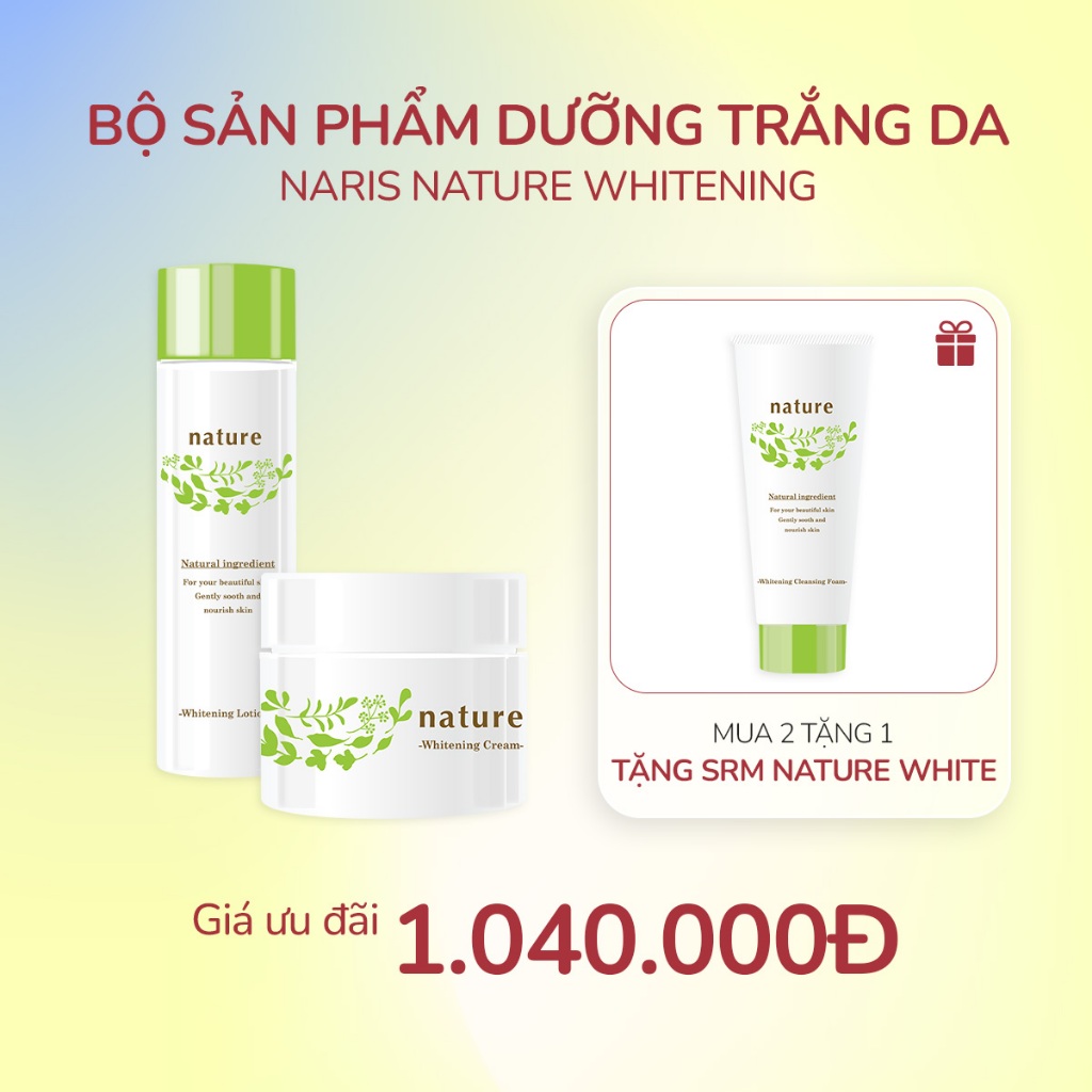 Bộ sản phẩm dưỡng trắng da Naris Nature Whitening (Mua 2 tặng 1)