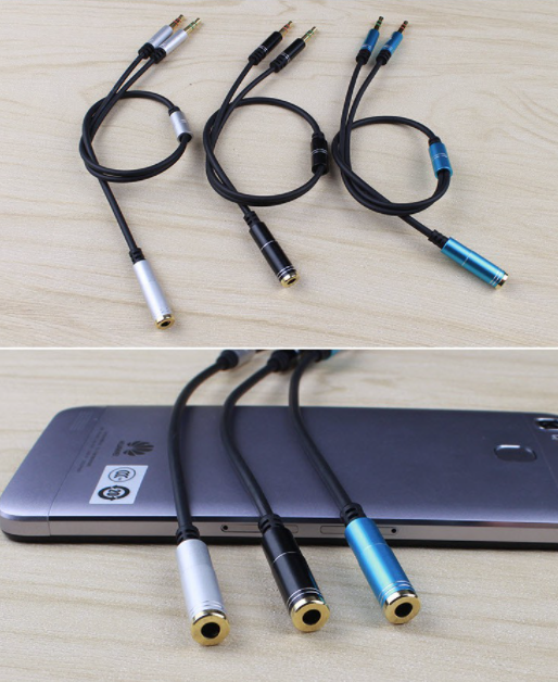 Cáp gộp audio 1 ra 2 dây dài 38cm chuẩn 3.5mm