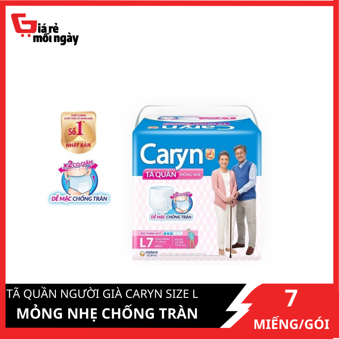 Tã Quần Người Già Caryn Mỏng Nhẹ Chống Tràn L7 (7 Miếng) Dành Cho Người Có Thể Đi Lại Được