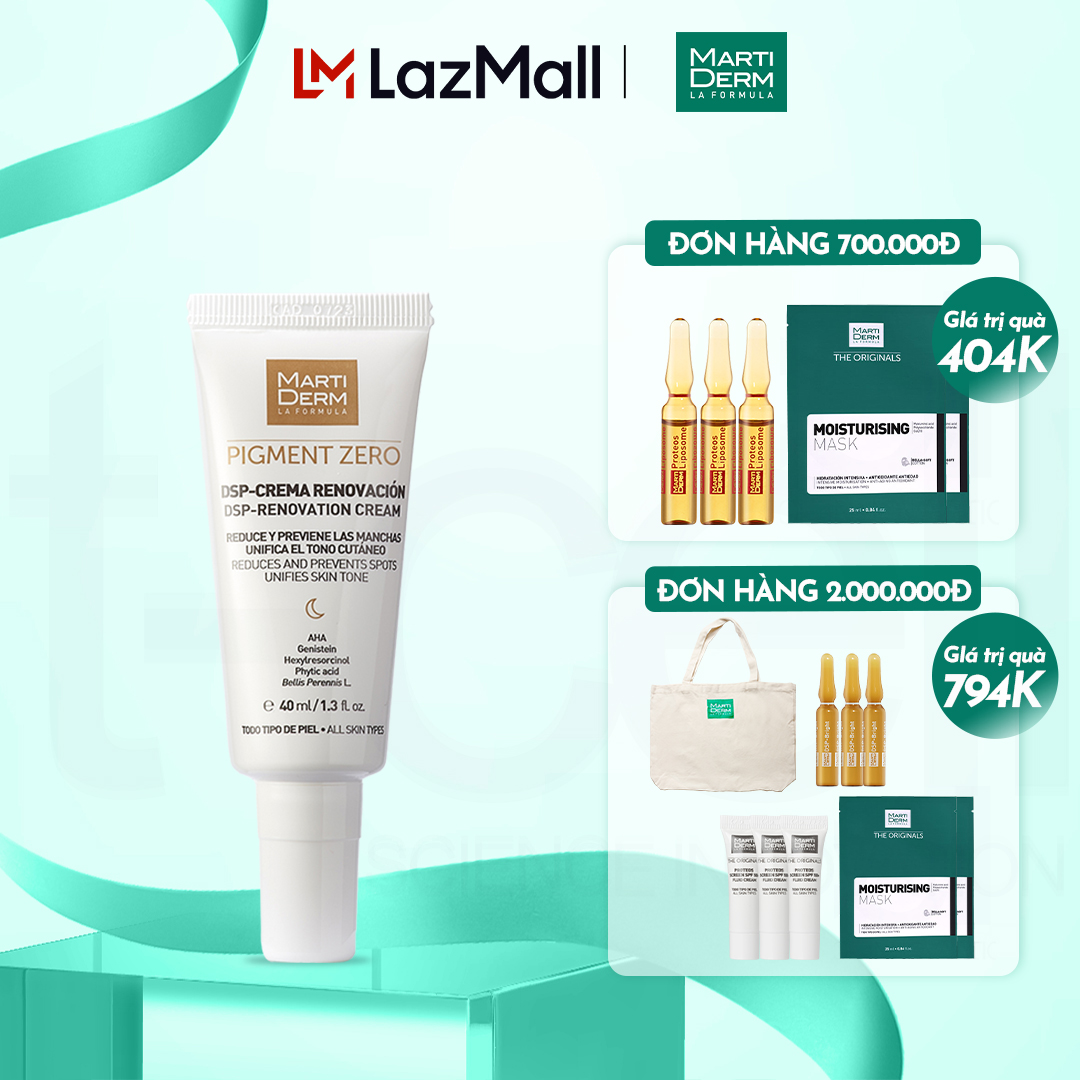 Kem Đêm Làm Sáng Da, Mờ Sắc Tố, Duy Trì Sau Hydroquinone - MartiDerm Pigment Zero DSP Renovation Cream