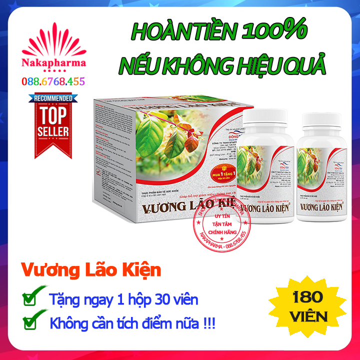 Vương Lão Kiện - Combo 2 lọ x 90 viên tặng ngay Hộp 30v - Giảm run tay chân ở người già, Parkinson, ngừa lão hóa