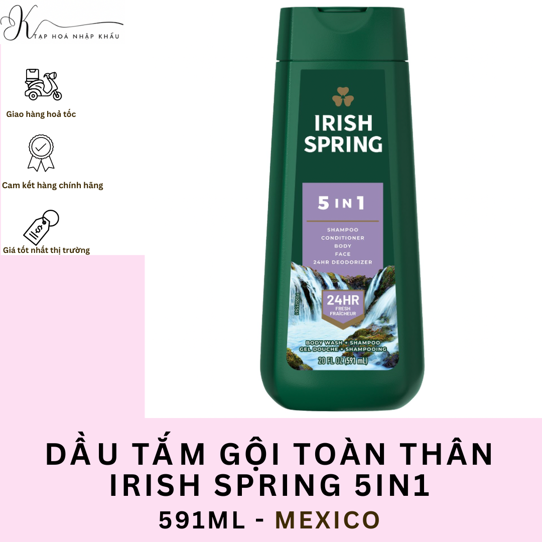 DẦU TẮM GỘI TOÀN THÂN IRISH SPRING 5IN1 DÀNH CHO NAM 591ML