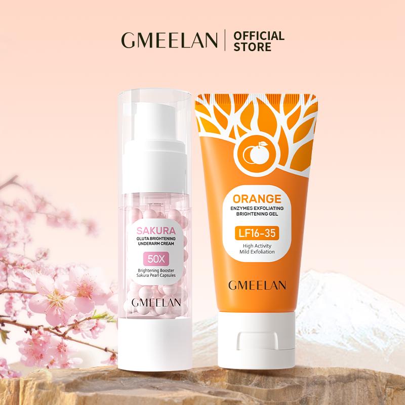 COMBO 2PCS GMEELAN Gel Tẩy Tế Bào Chết Da Mặt 50g+Kem Dưỡng Nách Sakura Underarm Cream 30g Kem hỗ trợ dưỡng sáng nách
