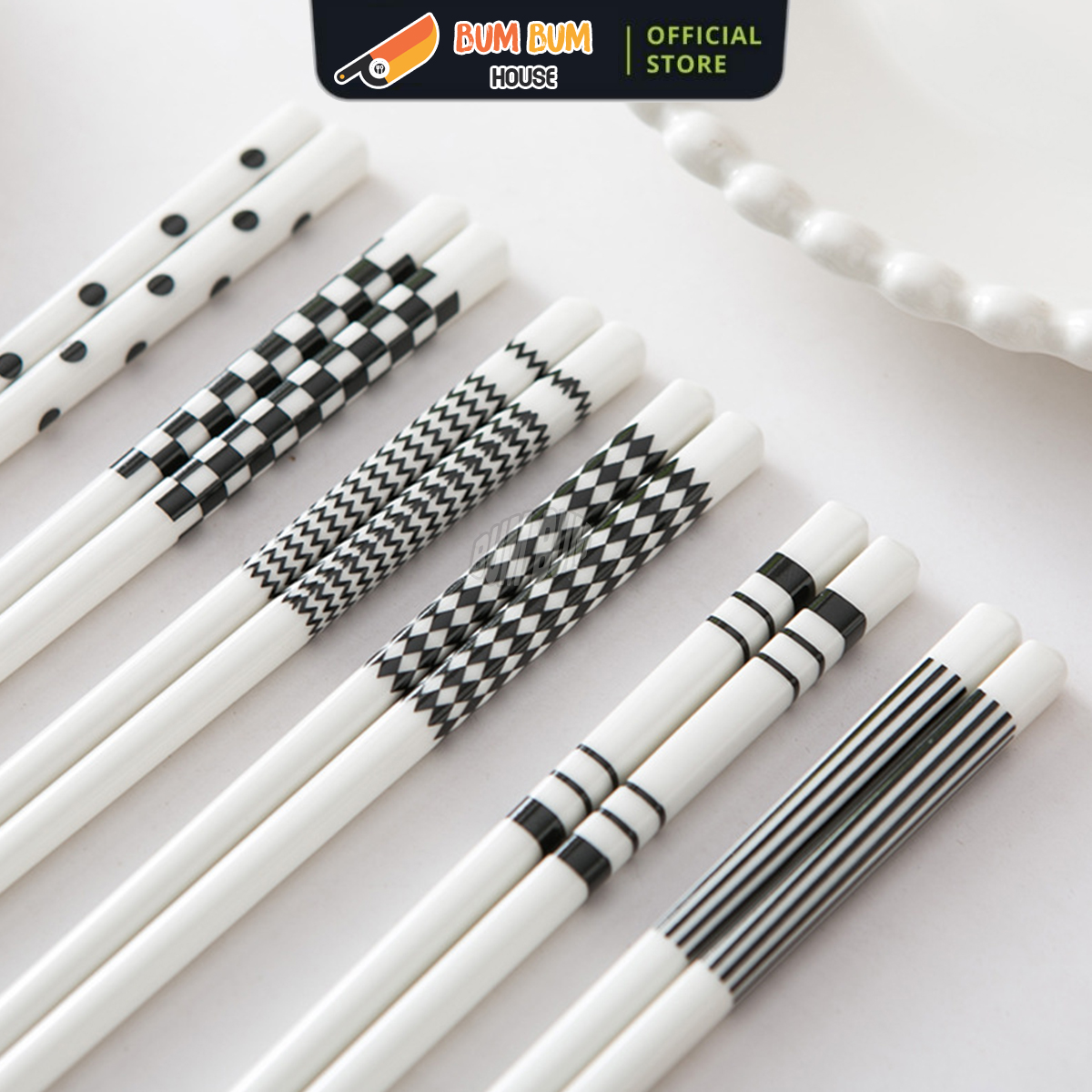 Đũa Sứ Cao Cấp Cực Hot Họa Tiết Basic Kèm Hộp Sang Trọng Phong Cách Nhật Bản Cao Cấp, Đũa Ăn Cơm Không Biến Dạng, Nấm Mốc, Dễ Làm Sạch sơn mài an toàn cho sức khoẻ