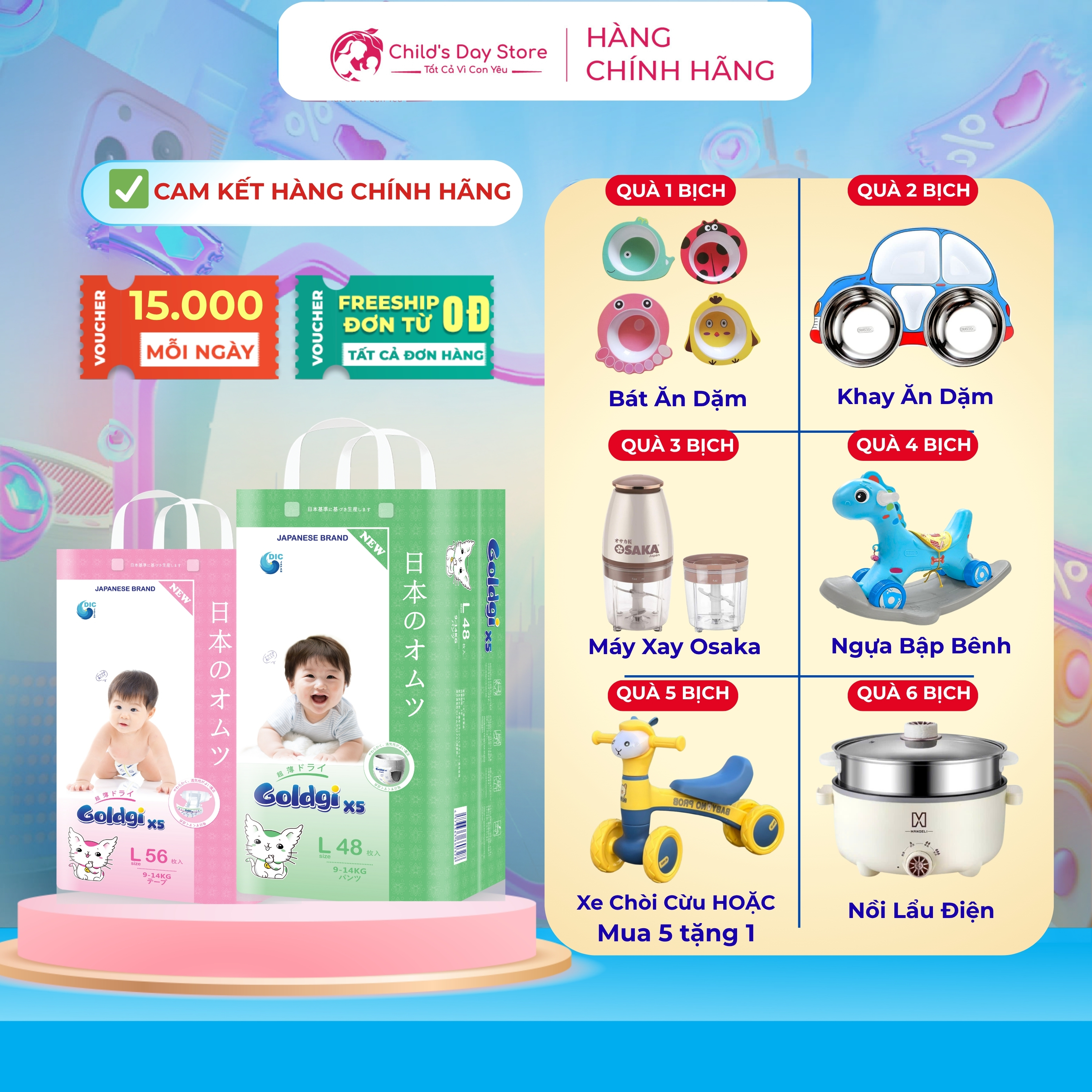 Bỉm Goldgi Nhật Goldgi X5 Goldgi - Tã Dán, quần các Size - Childs_day