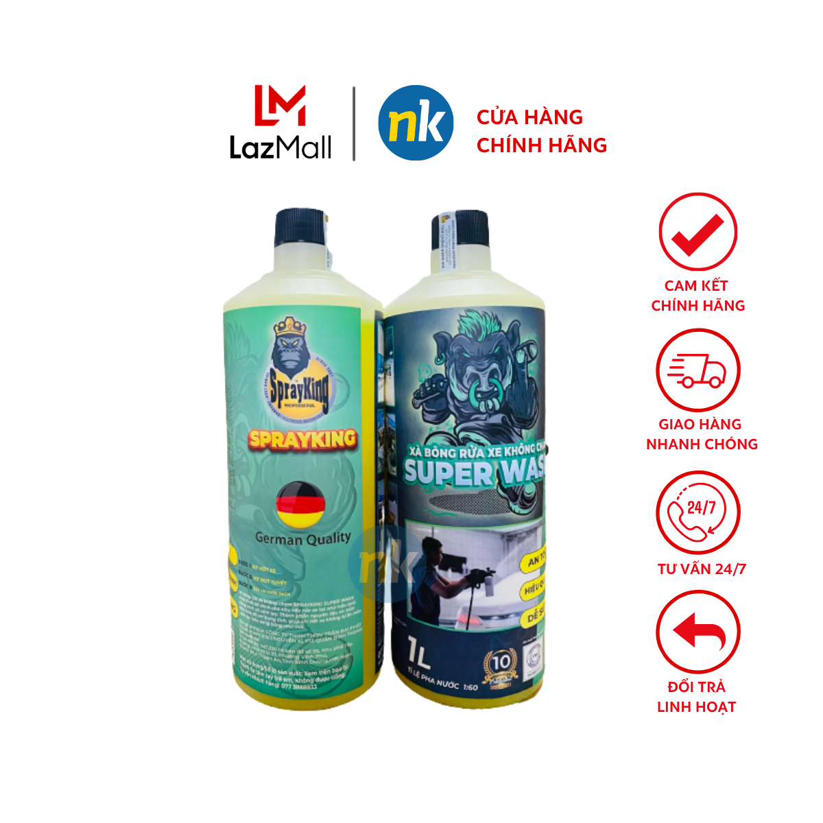 [Sprayking Chính Hãng] Nước rửa xe bọt tuyết không chạm SPRAYKING SUPER WASH 1 Lít, rửa xe siêu sạch