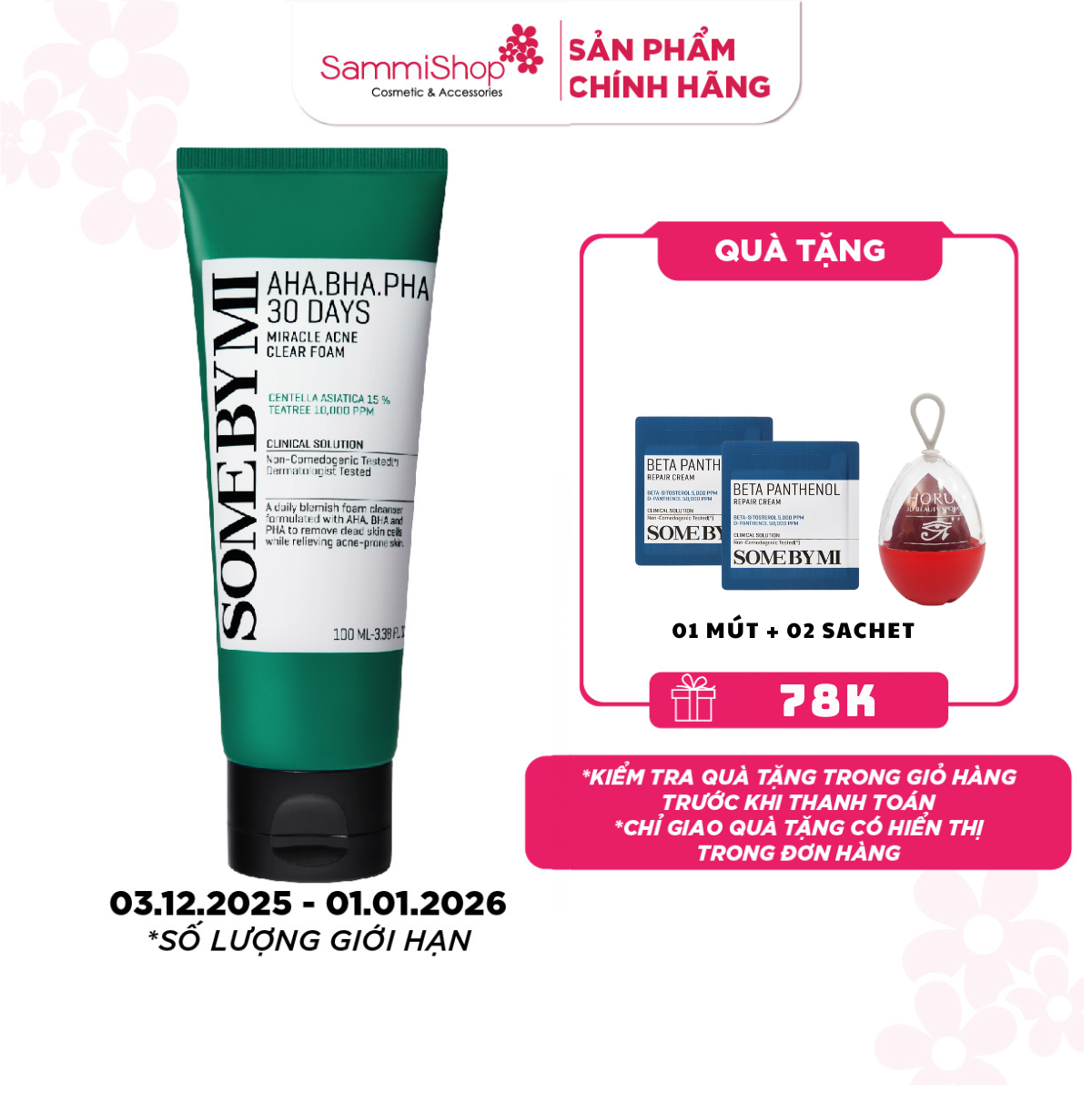  Some By Mi Sữa rửa mặt AHA-BHA-PHA 30 Days Miracle Acne Clear Foam 100ml 