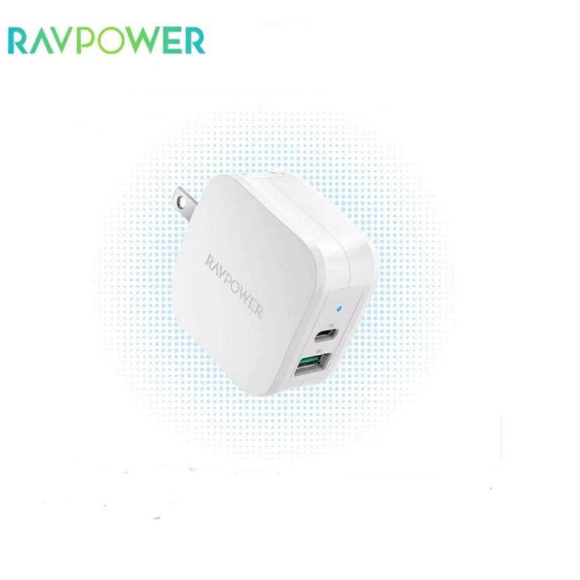 Củ sạc nhanh 18w 2 cổng ravpower rp-pc113 usb type c pd mfi cho iphone ipad ip 6 7 8 plus 10 11 12 pro max x xs giá rẻ