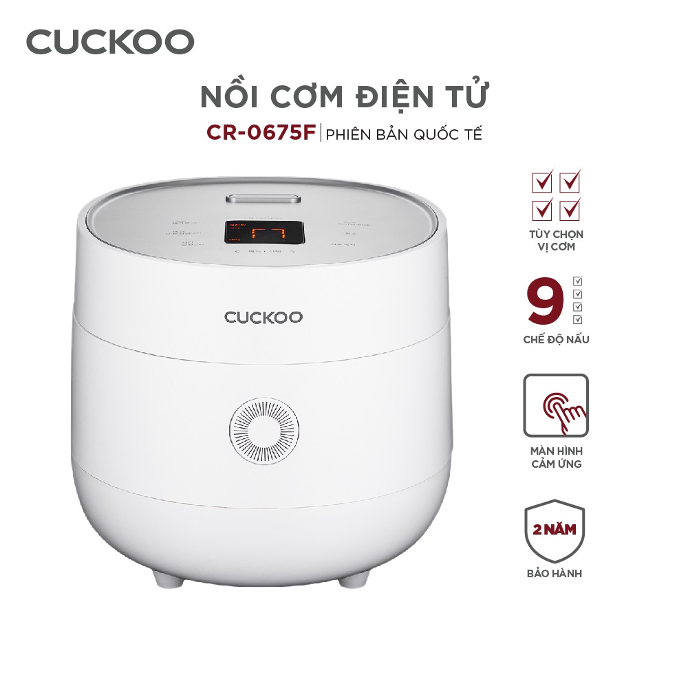 Nồi cơm điện tử cuckoo 1.08l cr-0675 - lòng nồi chống dính - chức năng điều chỉnh 3 vị cơm - chất lượng hàn quốc - hàng chính hãng cuckoo vina