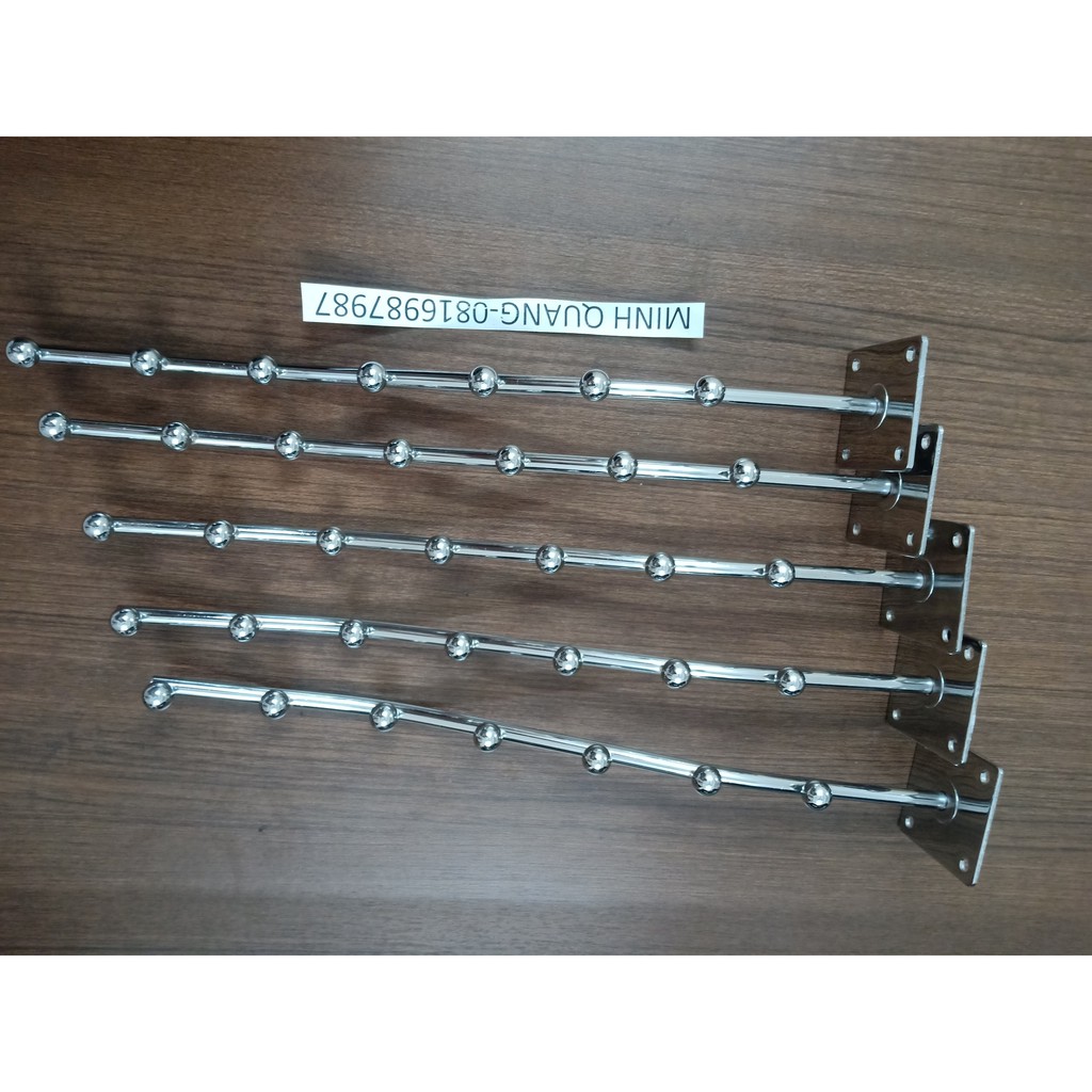 Móc treo quần áo gắn tường và cài thanh inox, mẫu 5 bi, 7bi, 9 bi, giá, kệ treo quần áo cho cửa hàng và shop thời trang