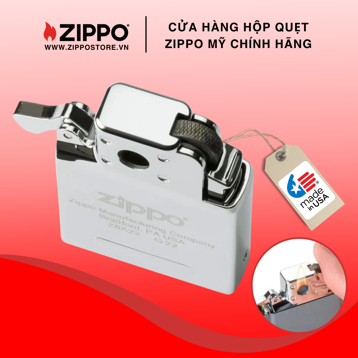 Ruột zippo hút tẩu gas butane - lửa vàng 65880
