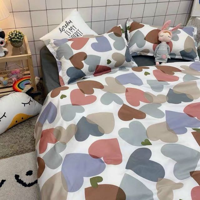 Cotton Poly Bộ Chăn Ga Gối Tim Nhiều Màu Bộ Chăn Ga Gối Cao Cấp Nhập Khẩu 5 Món, 4 Món Bộ Sản Phẩm Chăn Ga Gối Nệm Nhiều Kích Thước Dùng 4 Mùa Gồm 1 Ga, 1 Vỏ Chăn, 02 Vỏ Gối (Có Lựa Chọn Mua Thêm Vỏ Gối Ôm)