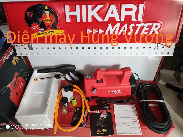 Máy rửa xe hikari hk-h3 madein thái lan, màu đỏ , dây đồng, công xuất 2400w.