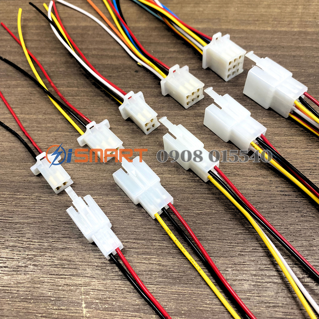 Bộ dây jack nhựa xe máy 2p-3p-4p-6p-9p đã bấm sẵn cos & dây điện