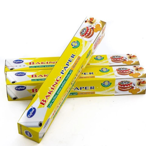 Giấy nến nướng bánh không thấm mỡ cuộn nhỏ màu vàng 30cm x 5m dùng để lót khi nướng bánh dễ dàng lấy bánh rabảo quản nơi khô giáo thoáng mát
