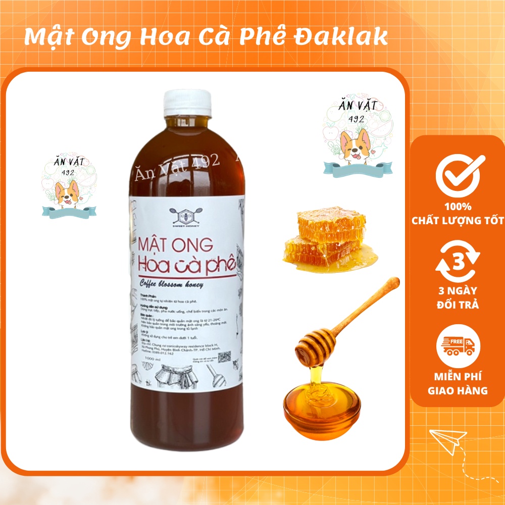 Mật ong hoa cà phê đaklak sweet honey nguyên chất 100% - ăn vặt 492