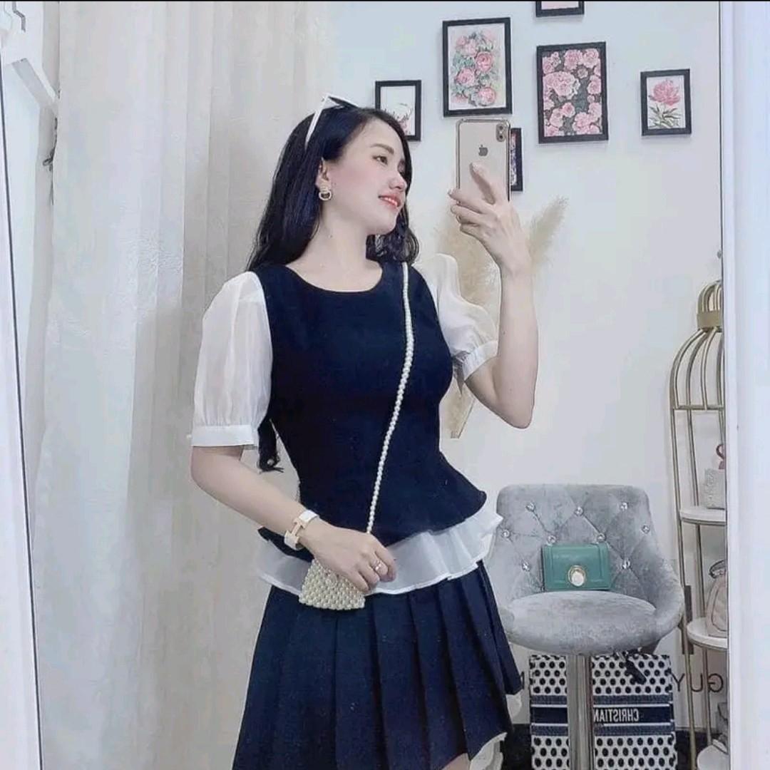 Áo kiểu peplum thiết kế trẻ trung che bụng, tôn dáng với chất liệu cotton Thái