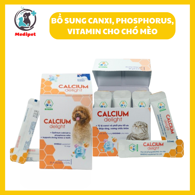 Canxi cho chó mèo dạng nước - Calcium Delight for dog cat bổ sung canxi và khoáng cho thú cưng - Medipet