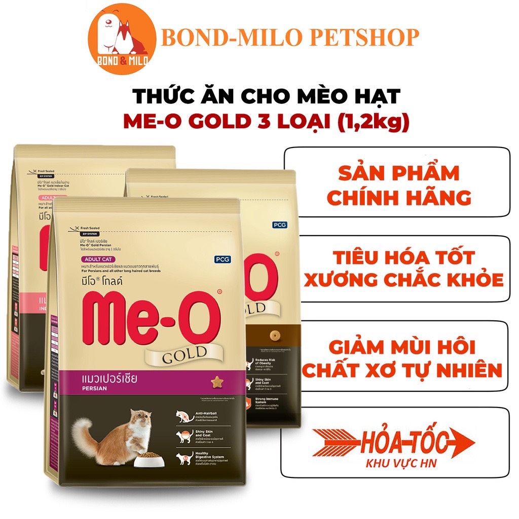 Thức ăn hạt khô cho mèo trưởng thành me-o gold 1.2kg - bondmilo petshop