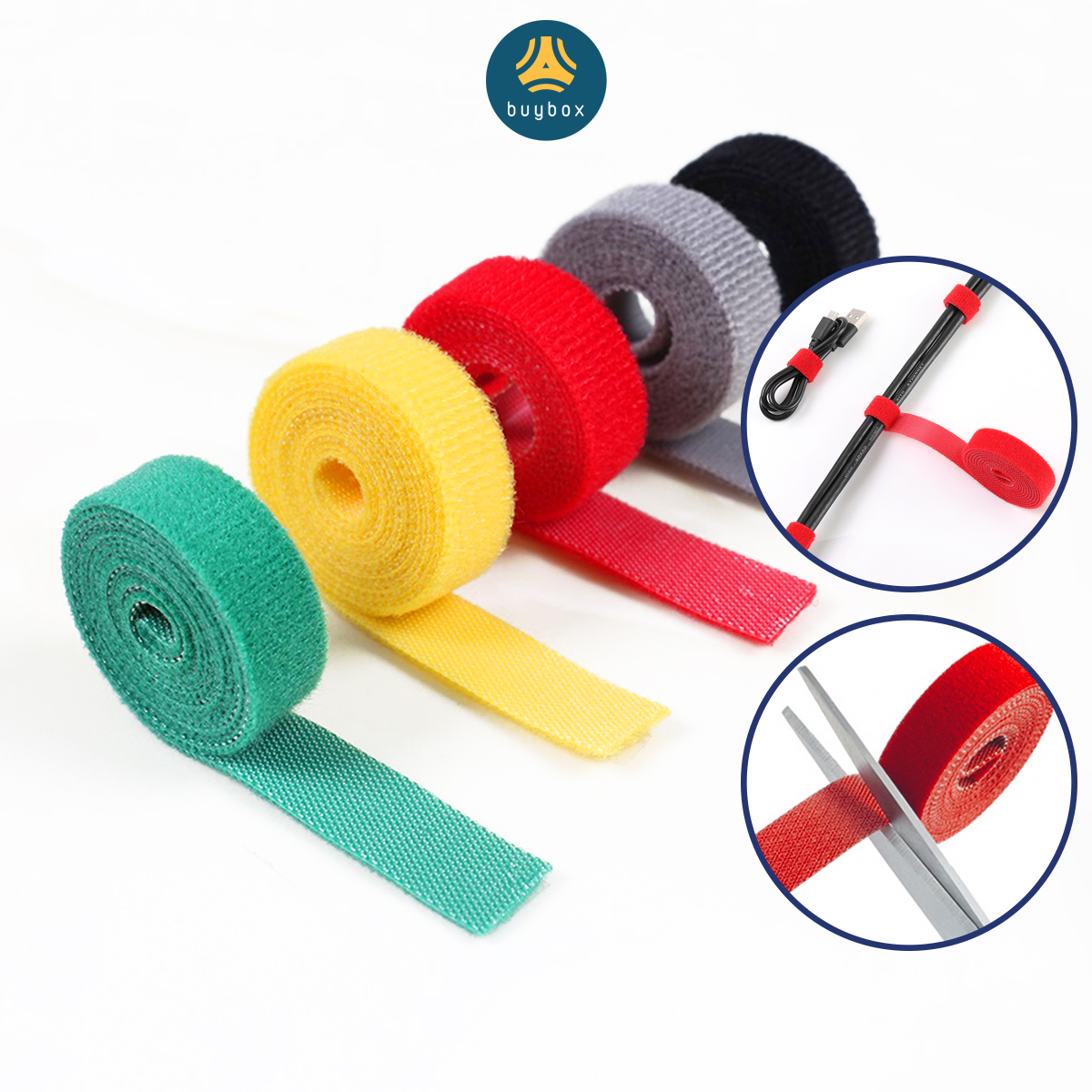 Velcro dây dán tự dính 2 mặt, dây buôc gọn dây điện dây cáp - buybox - BBPK183